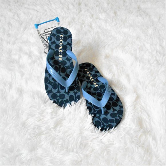 Coach Zak Denim Flip Flops Various Sizes 5B 6B - Picture 1 of 15
